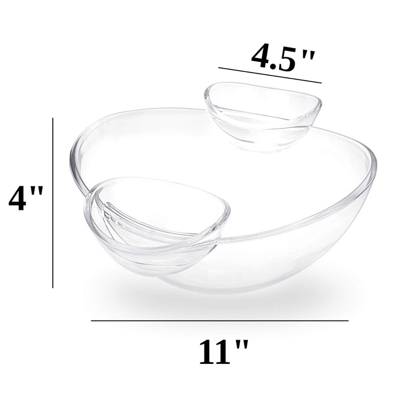 Roe & Moe Chip and Dip Acrylic Bowl Set (3L main bowl, 180ml dipping bowls) - Image 3